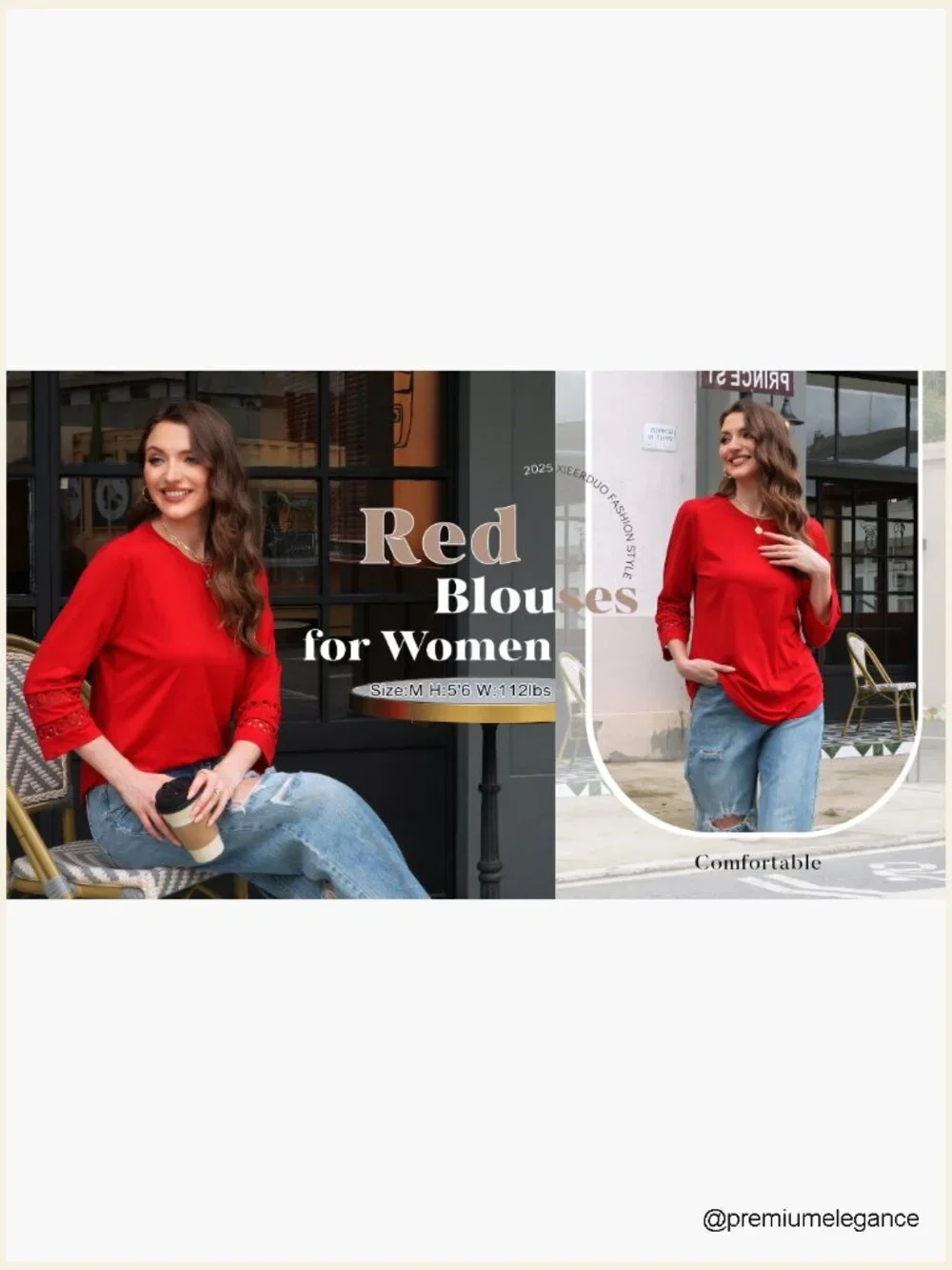 3/4 Sleeve Crewneck Blouse Loose Fit Tunic Tee Dressy Casual Top